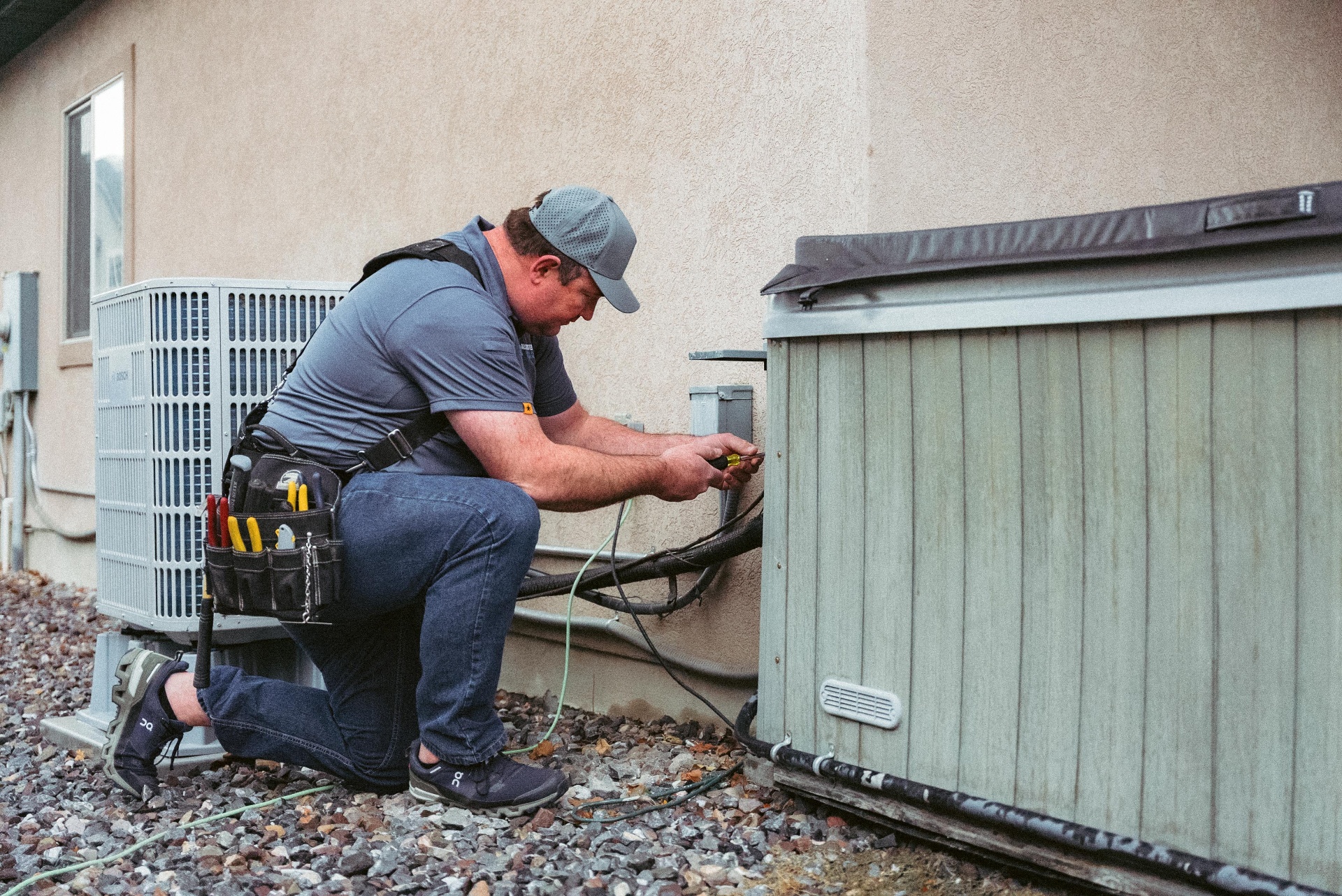 All Systems Go HVAC technician servicing a residential outdoor unit