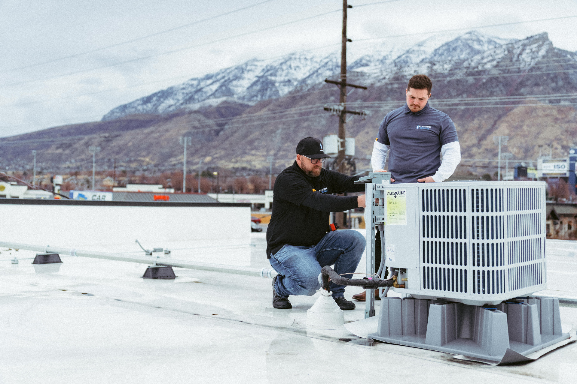 HVAC rooftop install by All Systems Go